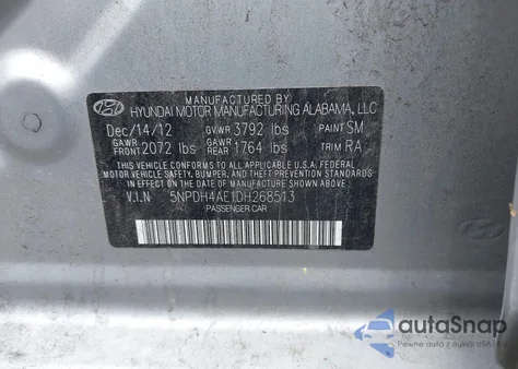 2013 Hyundai Elantra Limited из США, поврежденный, VIN 5NPDH4AE1DH268513